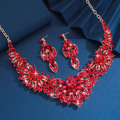 Image of Shining Diva Fashion Stylish Design Fancy Crystal Necklace Jewellery Set for Women | Trendy Celebrity Inspired Jewellery