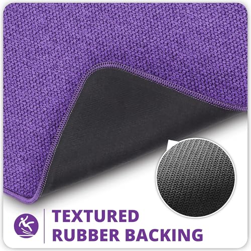 Image of Bath Mat,Ultra Thin Bathroom Rugs,Rubber Bath Mats for Bathroom,No Slip Bath Rugs,Quick Dry,Machine Washable,Low Pile,Absorbent,Shower Outside,Sink,Home Decor Accessories.Purple,2'x3'(24x36inch)