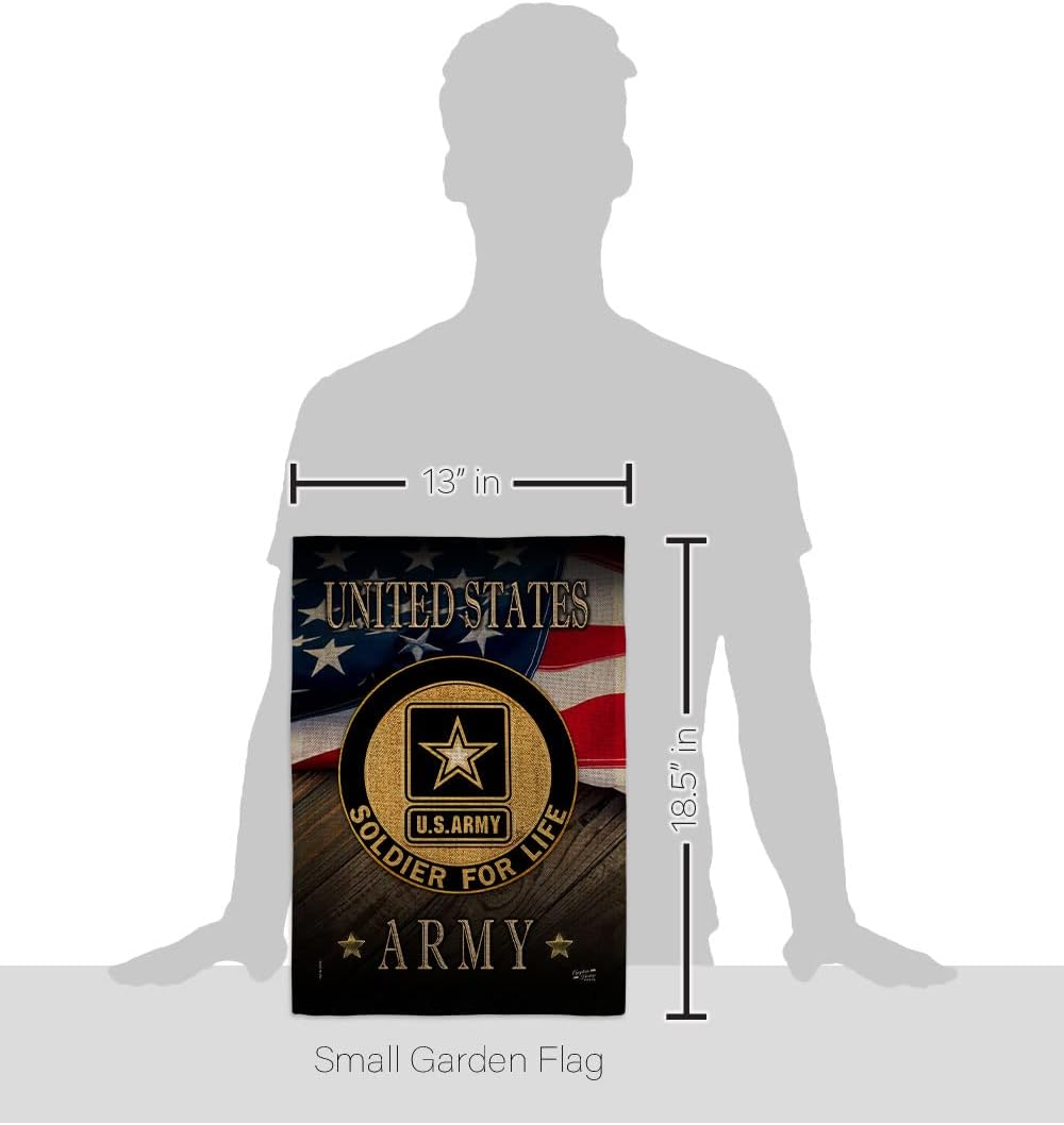US Army Soldier for Life Burlap Garden Flag - Set Wall Hanger Armed Forces Rangers United State American Military Veteran Retire Official - House Banner Small Yard Gift Double-Sided 13 X 18.5