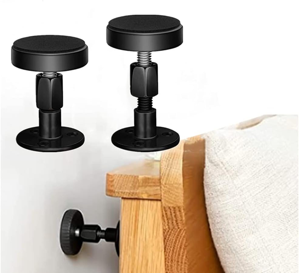 NatureMan 2 pieces of black adjustable threaded bed frame antishake