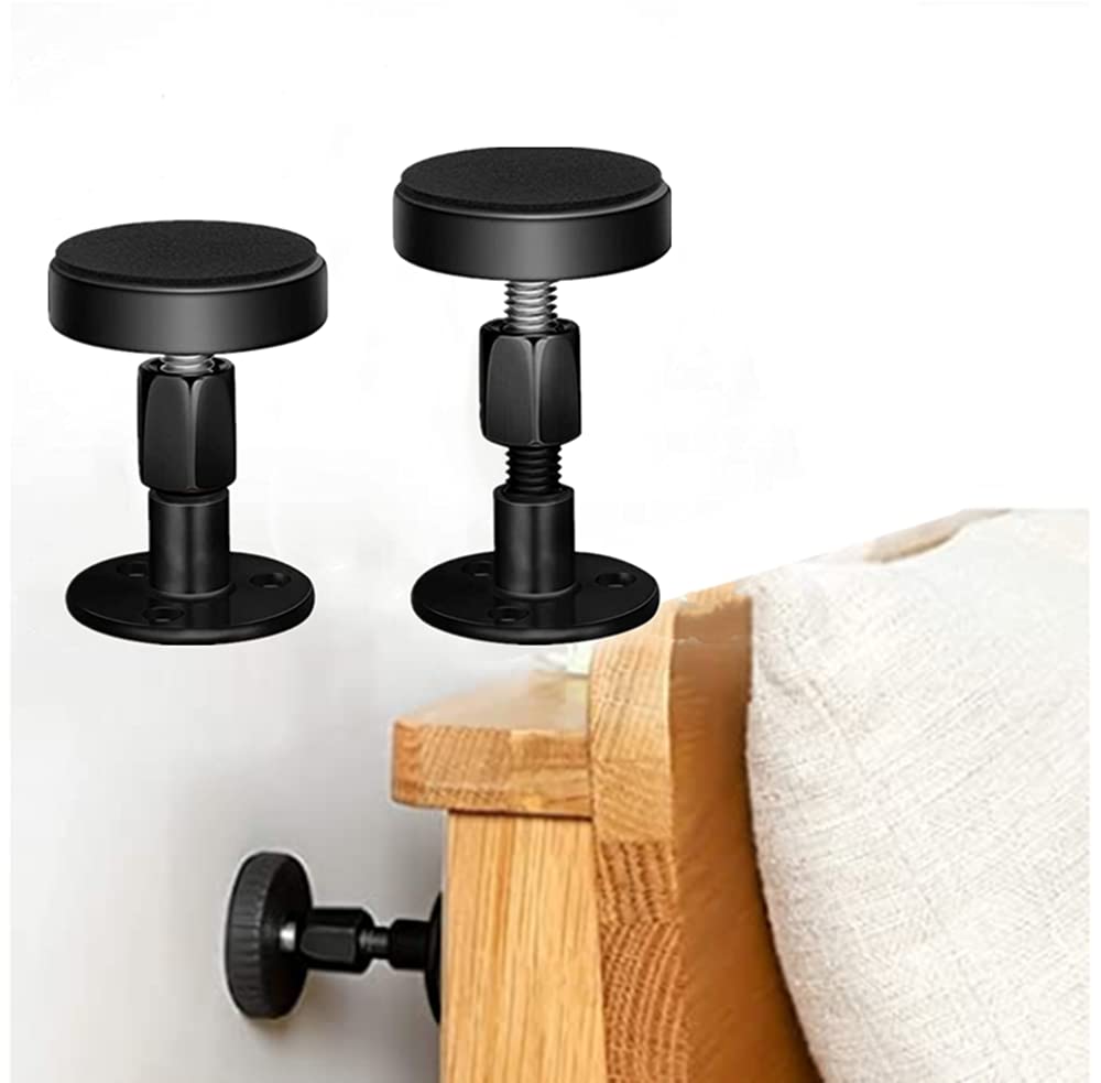 NatureMan2 Pieces of Black Adjustable Threaded Bed Frame Anti-Shake Tool,Headboard Stoppers,Wall Bed headboard Anti-Shake Fixer to Prevent loosening,Easy to Install (1.1-2.5 inches)