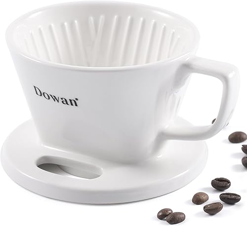 Miniatura 1 de DOWAN Gotero para verter sobre café, cafetera no eléctrica (blanco con diseño de base abierta)