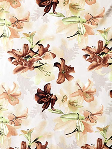 Image of Home Sizzler 2 Pieces 3D Floral Eyelet Polyester Semi- Transparent Long Door Curtains - 8 Feet, Brown