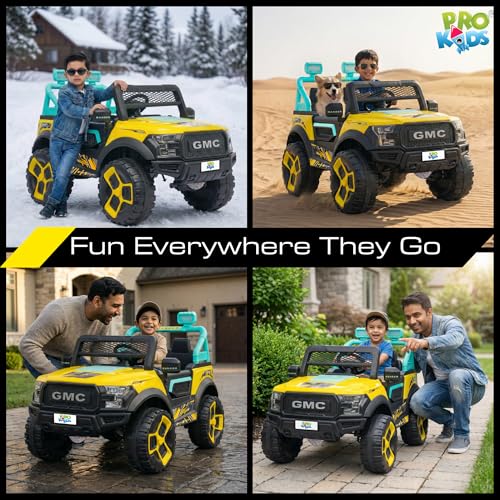 Image of PRO KIDSRanger 12V Battery Operated Jeep for Kids with Remote Control, Bluetooth, USB & AUX | Ride-On Electric Car with LED Lights, Music & Seat Belt | Boys & Girls (1-8 Years)