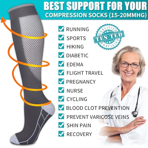 Image of Copper Compression Socks for Women & Men (6 pairs) - Best Support for Nurses, Running, Hiking, Recovery