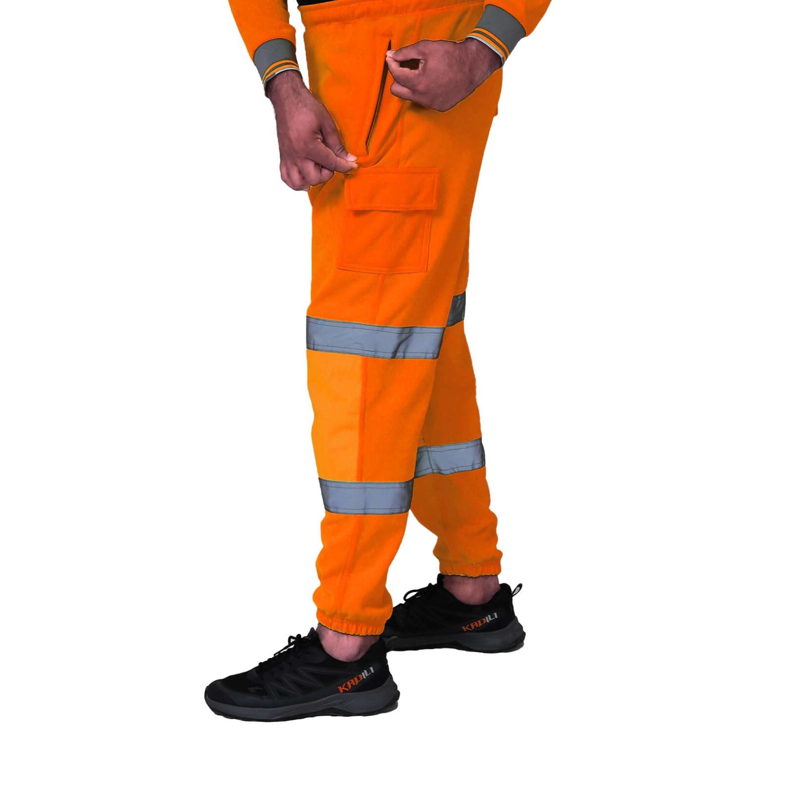 Pantalones de trabajo 100% poliéster Hi Viz para hombre, pantalones de chándal de seguridad, múltiples bolsillos, súper suaves, de alta visibilidad, pantalones de trabajo de seguridad