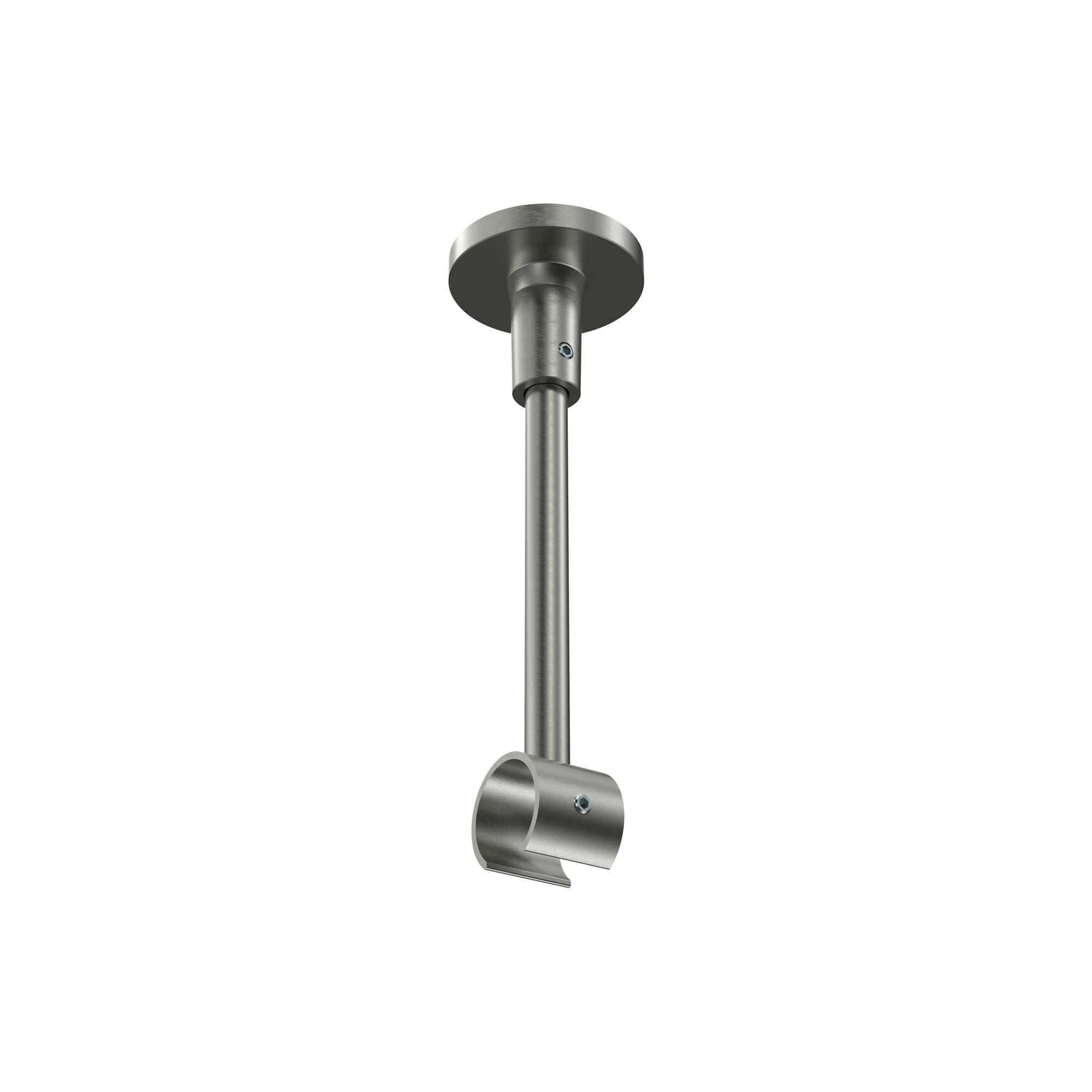 INTERDECO Gardinenstange 20 mm 1-läufig Silbergrau/Edelstahl-Optik 120 cm | aus Metall, für Deckenmontage, Endstück Santo (Kappe), ohne Ringe, kürzbar, Traglast bis 6 kg, Modern