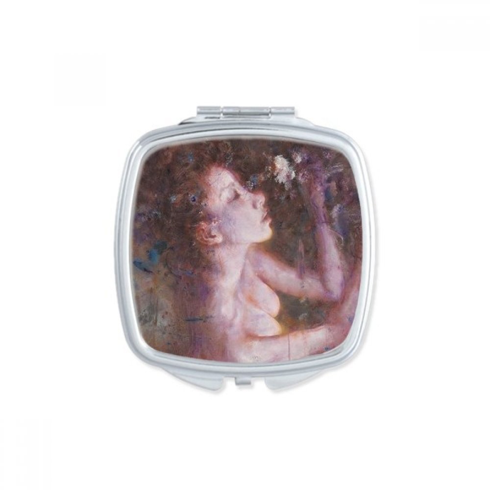 Miroir de poche peinture à l'huile mignon miroir carré pour retouches maquillage en voyage
