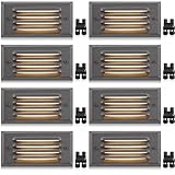 SUNVIE Low Voltage Step Lights - Outdoor Stair Lights 5W LED with Horizontal Louver Faceplate for Steps, Stairs, Fences 12V 3.2FT ETL Listed Wire Fastlock2 Connectors Included, 8 Pack