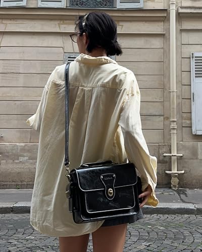 ECOSUSI Women's Satchel Handbag Vintage Small PU Leather Crossbody Purse Multi-Pocket Shoulder Bag with Adjustable Strap2