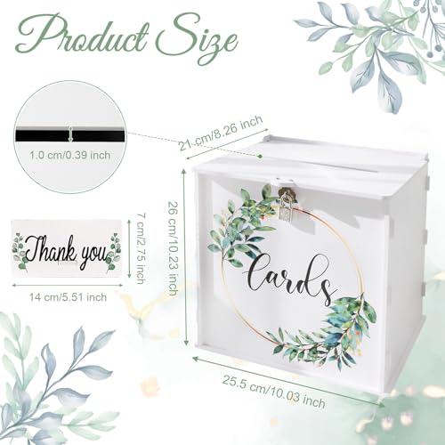 Image of OurWarm Wedding Card Box with Lock, PVC Wedding Card Boxes for Reception, White Wedding Box for Cards and Money, Envelope Money Box Gift Card Box for Party Wedding Decor Graduation Baby Shower