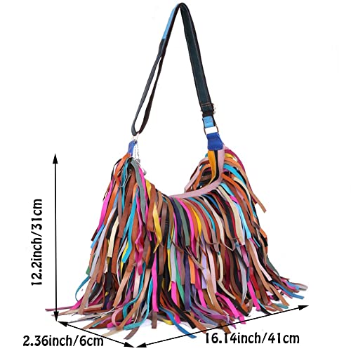 Bolso multicolor de cuero genuino para mujer miniatura 3