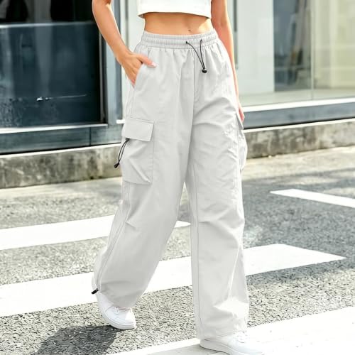 Womens Cargo hiking pants Y2K Baggy Stretchy High Waisted Jogger Trousers - image 3