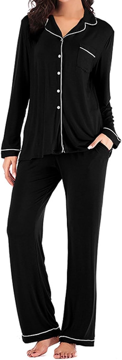 おすすめ レディース パジャマ・ルームウェア | おしゃれ布団通販 ねごこち本舗 本店 [Niuzai Hajimi] レディース パジャマセット 長袖 ボタンダウン スリープウェア モダール ソフト ナイトウェア ラウ