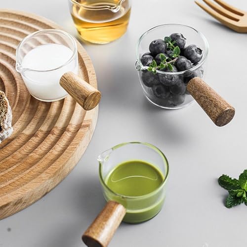 Vaso medidor de vidrio para café de 50 ml con mango de madera miniatura 4