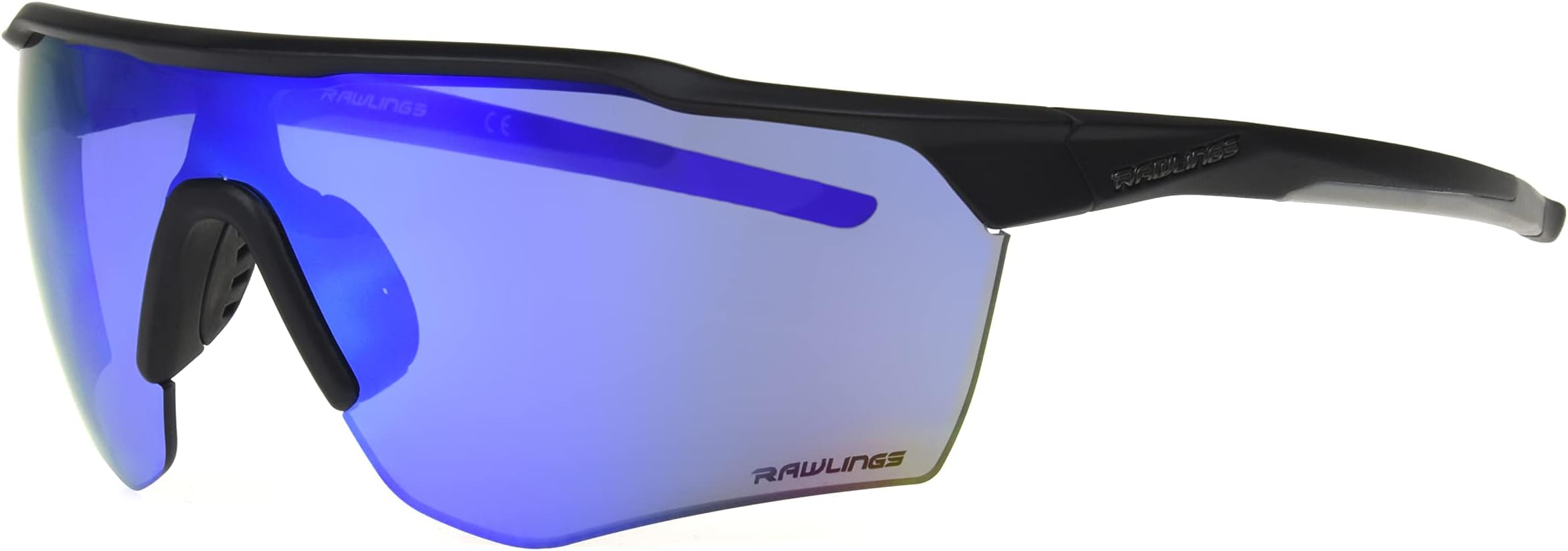 Batter Up Youth Baseball Sunglasses, Matte Black/Sky Blue Mirror, 65mm