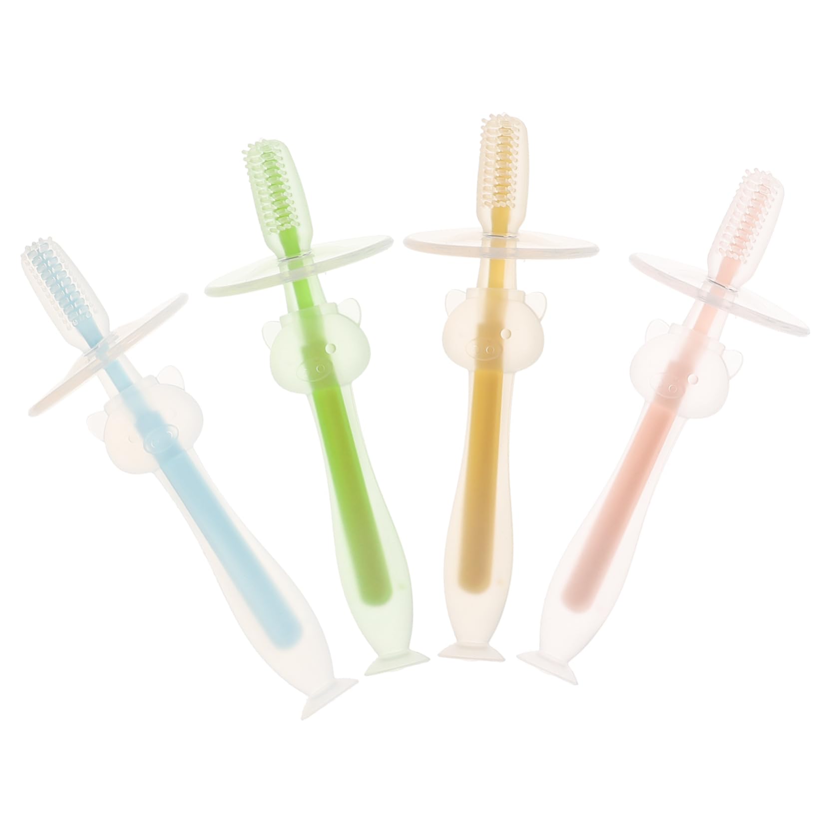 4 Set Spazzolino Da Denti Per A Forma Di Infantile Formazione Silicio Spazzolino Da Denti Dente Che Fa I Primi Passi Ragazzo Primo Gel Di Silice 4 Pezzi*4