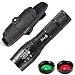 ULTRAFIRE Linterna Táctica de Luz Verde Roja Blanca Zoomable 900 Lúmenes 5 Modos Linterna Caza LED Visión Nocturna, con Funda de Linterna, Enfoque Ajustable, Lente Intercambiable