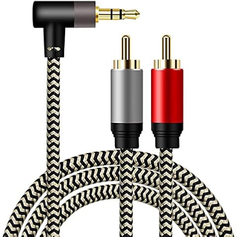 3.5mm to 2RCA Audio Cable 1M,Hanprmeee [Dual Shielded Gold-Plated] 3.5mm Male to 2RCA Male Stereo Audio Adapter Coaxial Cable Nylon Braided AUX RCA Y Cord for Smartphones,MP3,Tablets,HDTV.(1M/3FT) Cover