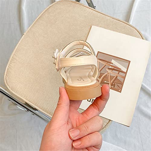 Girls Sandals Leather Rhinestones Bow Flower Soft Open Toe Flat Princess Dress Shoes(Toddler/Little Kid/Big Kids) (Black, 9.5 Little Child)4