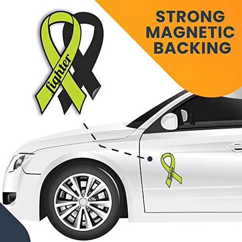 Image of Magnet Me Up Support Non-Hodgkins Lymphoma Cancer Fighter Lime Ribbon Magnet Decal, 3.5 x7 Inches, Automotive Magnet for Car Truck SUV, Support Loved Ones with Comforting Items, Crafted in USA