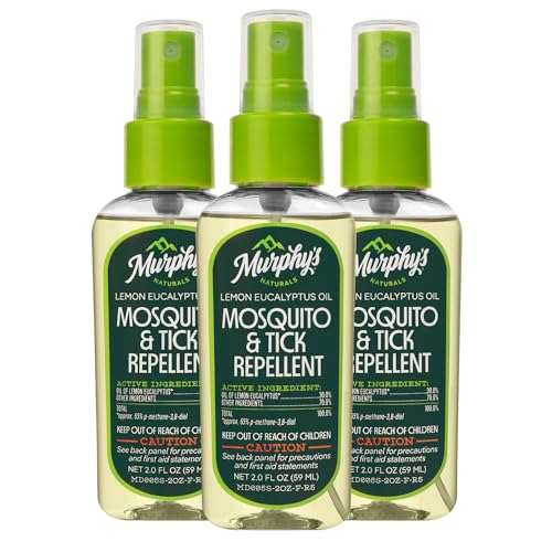 Murphy's Naturals Mosquito & Tick Bug Repellent Spray, Oil of Lemon Eucalyptus for Skin + Outdoor Gear, 2 Ounce Pump, 3-Pack