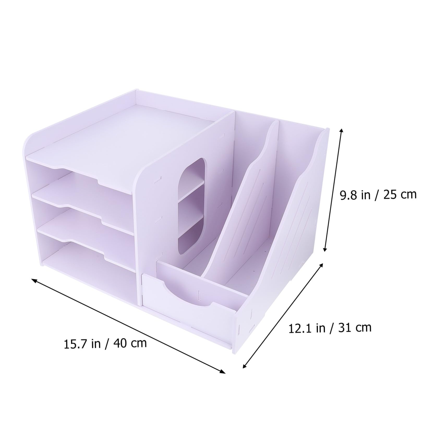 Creative - Archivador de escritorio multicapa, 40 x 31 x 25 cm, práctico diseño de madera de PVC para dormitorio escolar y sala de estudio, ideal para almacenamiento de archivos y libros