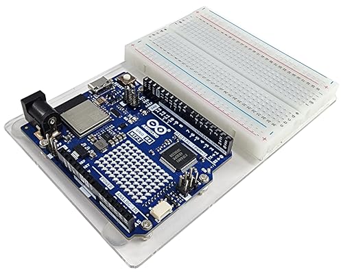 Acrylic Base Plate for Arduino Uno R3/R4 with 400-Point Breadboard – Transparent Prototyping Holder Kit for STEM Projects and Electronics, 1 Set