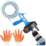 EffektWerk - Rohrreiniger Bohrmaschinenaufsatz mit 7,6 m Rohrreinigungsspirale, Handschuhen und Aufbewahrungstasche - Verstopfungsentferner für Badewanne, Badezimmer/Küchenspüle und Duschabfluss