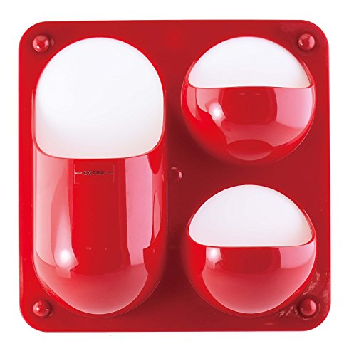 EXERZ EX883 Contenedor modular multi-función/ Organizador de oficina - Tamaño: 21x21 CM - Puede colgarse atornillándolo a la pared/ pegándolo a la pared/ colgándolo a un soporte/ usando imanes (Rojo)