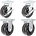6" Heavy Duty Toolbox Caster Set with Phenolic Wheels - 1200 Lbs Capacity per Caster - High Impact Resistance - Resistant to Oils, Grease, Chemical - 2 Swivel Casters w/Brakes and 2 Rigid Casters