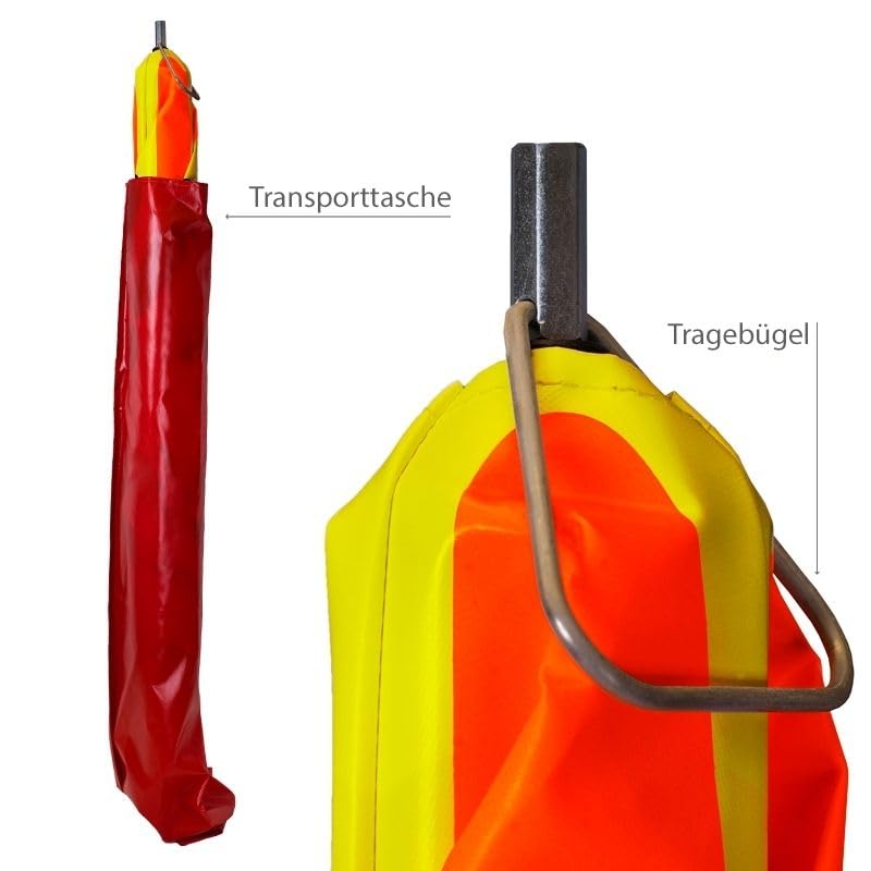 Warnpyramide/Faltsignal - VERMESSUNG - VZ101Ausrufezeichen (2 - tagesleuchtend gelb, 70 cm schwer mit Federmechanismus)