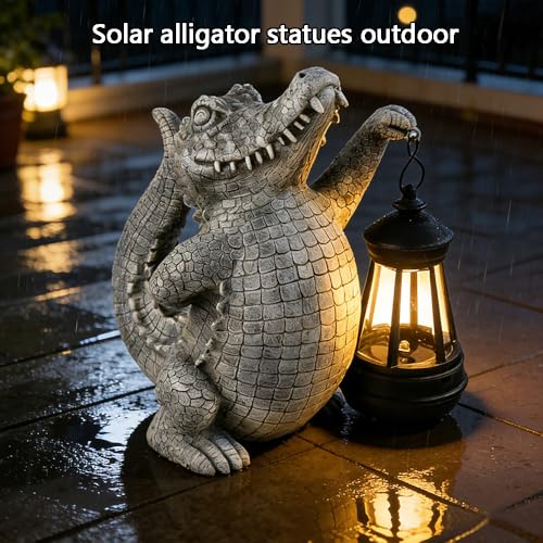 Statue d'alligator lumineuse, cadeau idéal pour amateurs de jardin
