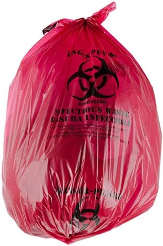 TableTop King 33 Gallon 33" x 40" Red Isolation Infectious Waste Bag/Biohazard Bag Linear Low Density 1.2 Mil - 100/Case