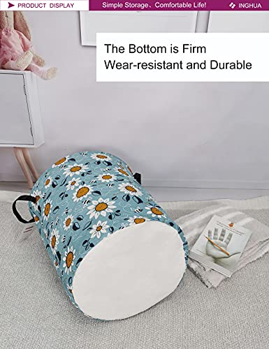 Inghua Laundry Hamper Large Canvas Fabric Lightweight Storage Basket/Toy Organizer/Dirty Clothes Collapsible Waterproof For College Dorms, Boys And Girls Bedroom,Bathroom (Sunflower) #TOP3