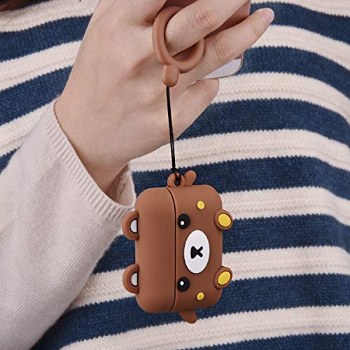 Image of AirPods Pro Case Cute 3D Animal Fashion Character Silicone Case Cover for AirPods Pro Cartoon Airpod Protective Skin with Fun Keychain (Brown Bear)