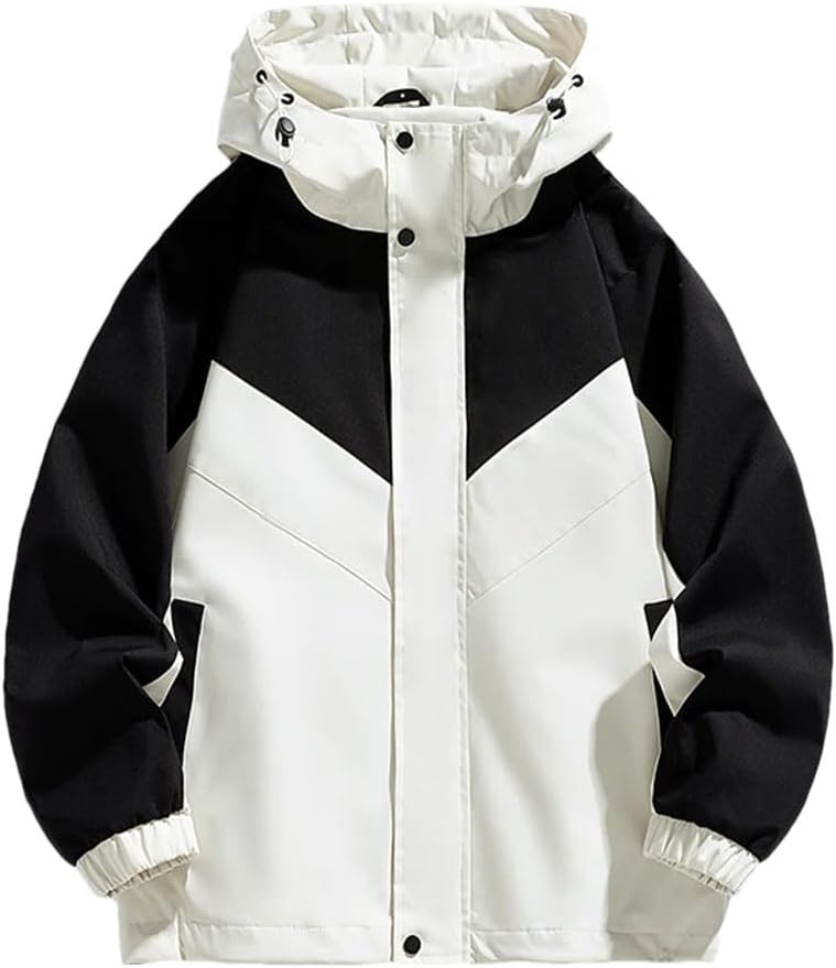 Men Outdoor Warm Hiking Jackets With Hood Jacket Quality Camping All-Match Coats beige black XXL