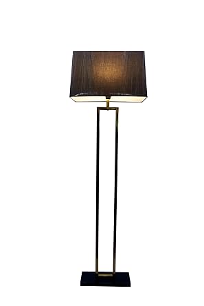 sleekdeco Golden Matte Finish 60.5 Inch Two Legs Modern Design with Beautiful Blue Fabric Shade Floor Lamp.