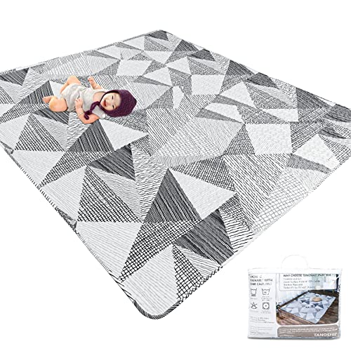 Image of TANOSHII® Baby Play Mat for 79"x63" Playpen, Machine Washable Kids Mat, Cotton,Foldable Crawling Mat for Floor,One-Piece Crawling Mat Non Slip Baby Mat for Floor,Portable Travel (Stripe)