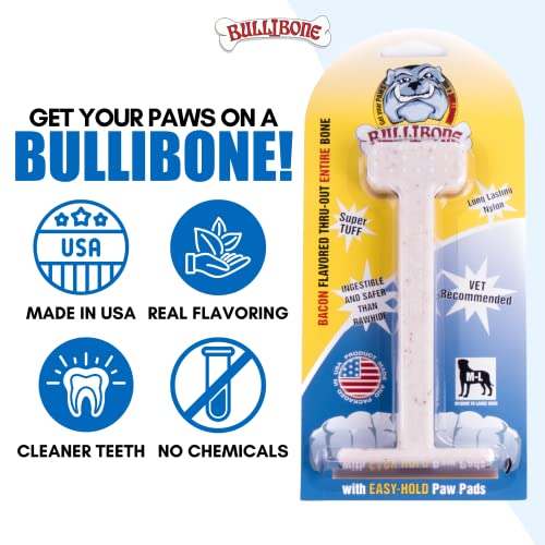 Bullibone Nylon Dog Chew Toy for Aggressive Chewers - Dental Hygiene Bone with Bacon Flavor, Durable Tough Chew Toys for Small Dogs, Indestructible Dog Bone - Single - Image 5