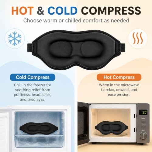 3D Contoured Weighted Eye Mask, Dark Gray — 사진 5