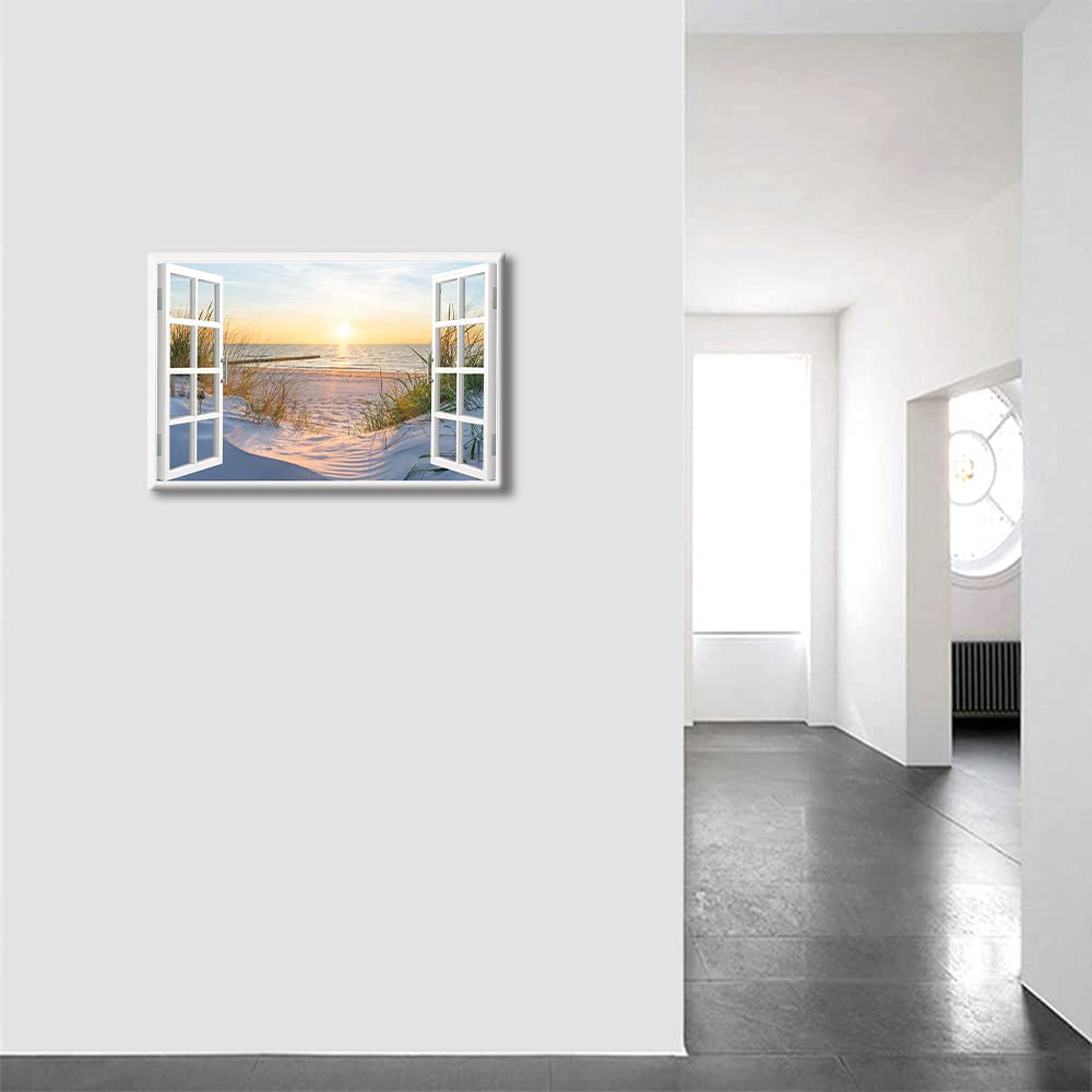 TISHIRON 3D Window Effect Window View Landscape Canvas Wall Art Nature Pictures for Canvas Wall Decor for Living Room Bedroom Office Framed Prints Ready to Hang - Image 3