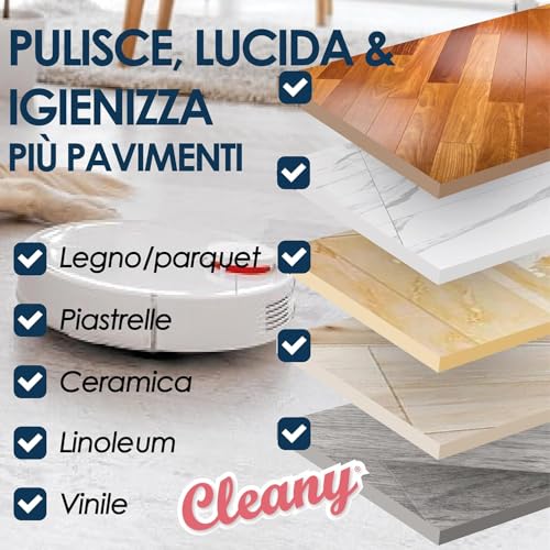 Cleany Detergente Concentrato Per Robot Lavapavimenti E Aspirazione Con Igienizzante Multisurface 1000Ml Pulizia Senza Aloni E Sostenibile Adatto A Tutti I Robot (Senza Profumo) - 6