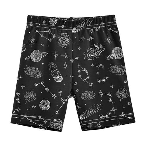 JHKKU Girls Space Planet Constellation Shorts Cotton Cartwheel Bike Kids Biker Under Dress Dance Short Girl Clothes 10Y