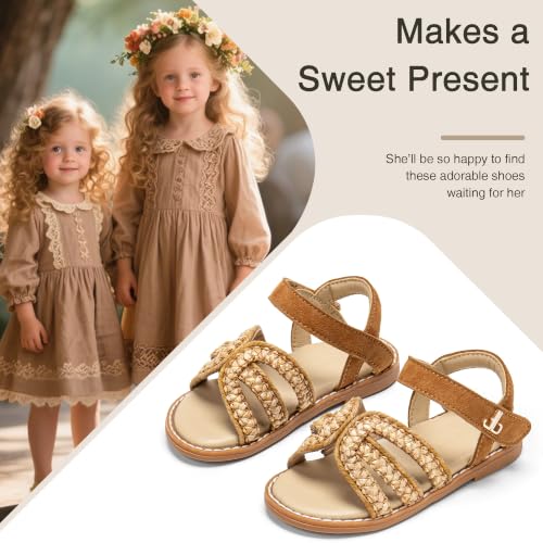 Image of Girls Gladiator Sandals with Adjustable Buckle Comfy Ankle Strappy Flat Shoes