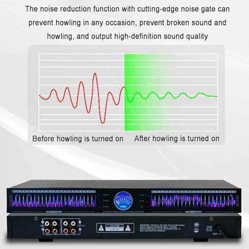 Ecualizador de audio gráfico de 22 bandas, con 10 efectos preestablecidos, canal dual en rack 1U, para estudio de grabación, con control remoto miniatura 2