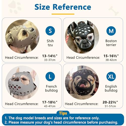 Mayerzon Kurze Schnauze Hund Maulkorb, weiche Silikon flachen Gesicht Maulkorb für Französisch Bulldogge Shih Tzu und Mops für Beißen Kauen Lecken und Grooming, erlaubt Hecheln, M