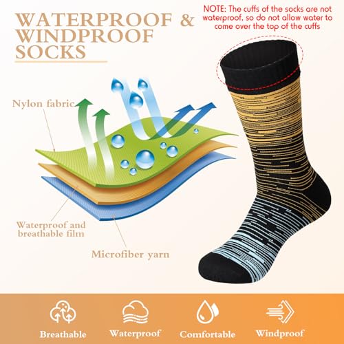 Image of Jeyiour 2 Pairs Waterproof Socks Unisex Waterproof Breathable Outdoor Skiing Hiking Wading Fishing Socks for Men Women