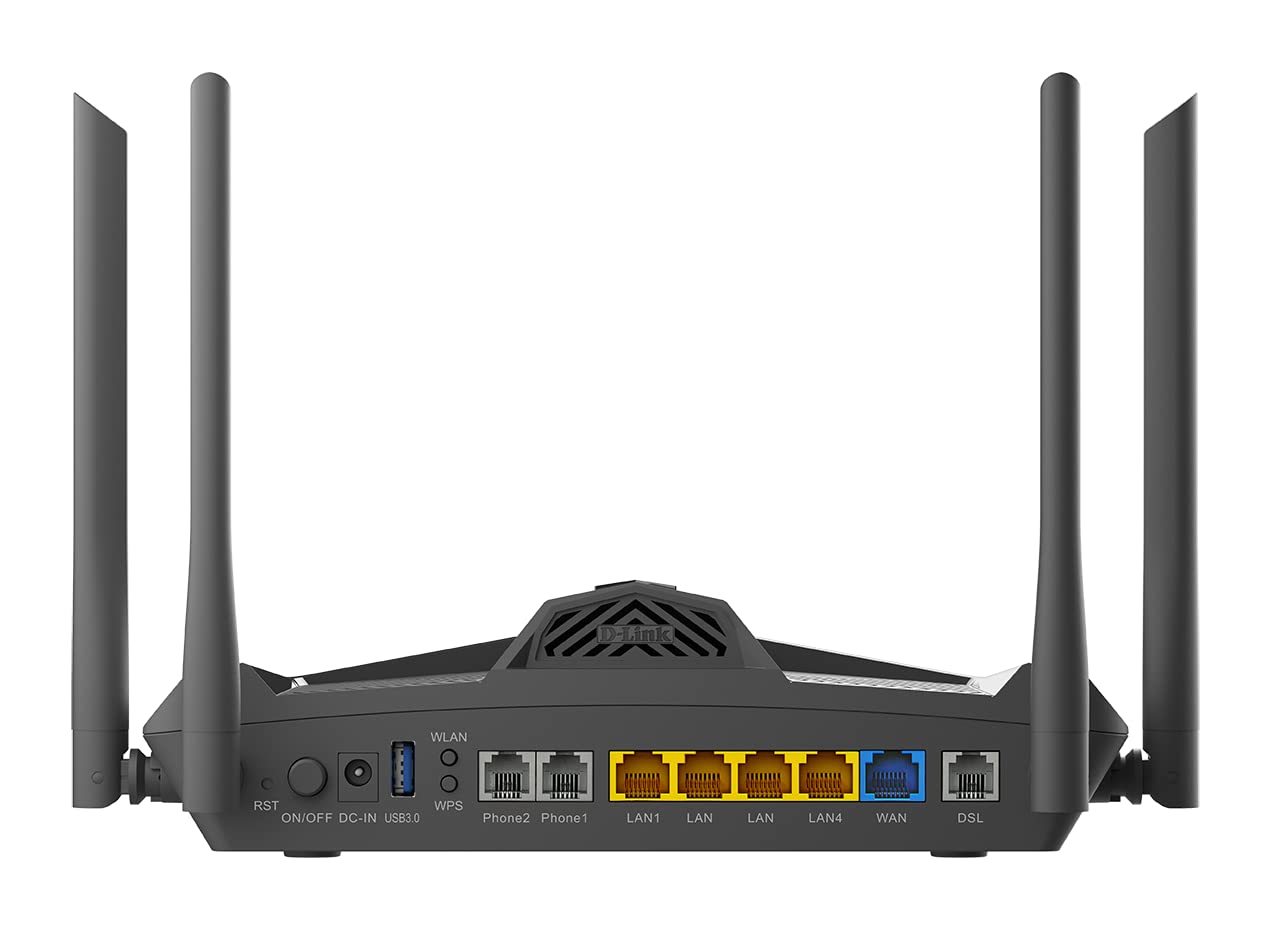 D-Link DSL-X1852E Modem Router Wi-Fi 6 AX1800 ADSL2+/VDSL2 con VoIP, Dual Band, 4 Porte Gigabit LAN, Porta WAN Gigabit, USB 3.0, WPA3, QoS, Antenne Esterne