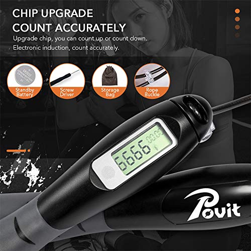 DECDEAL Corda de salto Corda de aço ajustável Corda esportiva ajustável com tela de contra toque e t